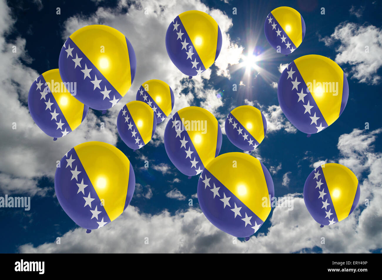 Bosnia herzegovina flag on flying hi-res stock photography and images ...