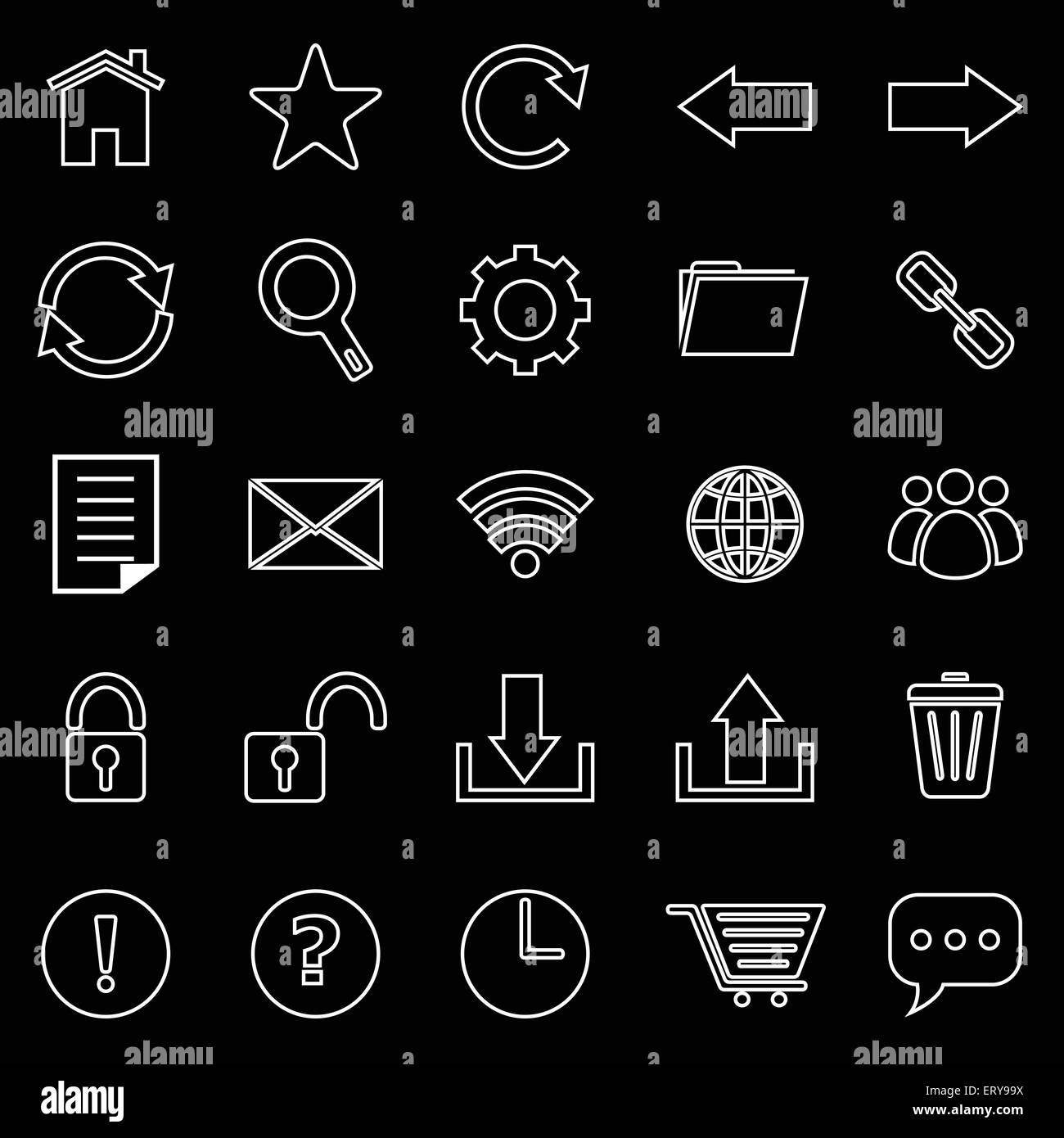 Tool bar line icons on black background, stock vector Stock Vector ...