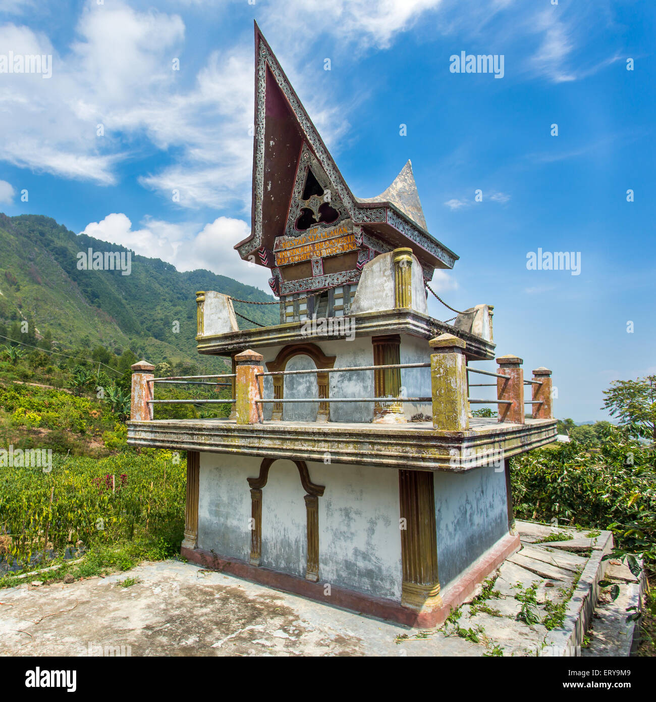 Batak tomb on the Samosir island near lake Toba, Indonesia, North Sumatra, Stock Photo