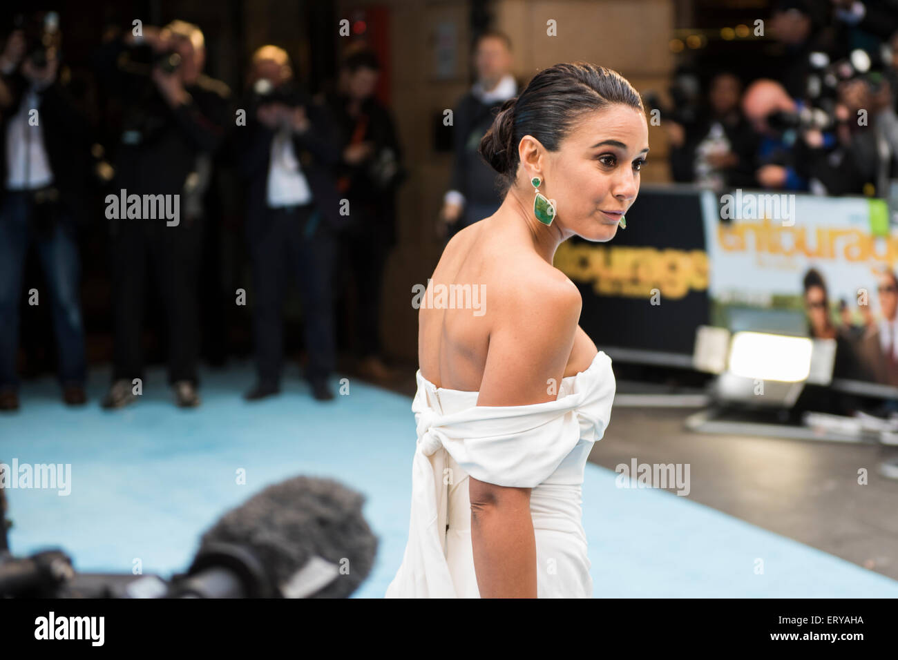 London, UK. 09th June, 2015. Emmanuelle Chriqui stands on the blue carpet at the London premiere of the Entourage movie in Leicester square. Credit:  Peter Manning/Alamy Live News Stock Photo