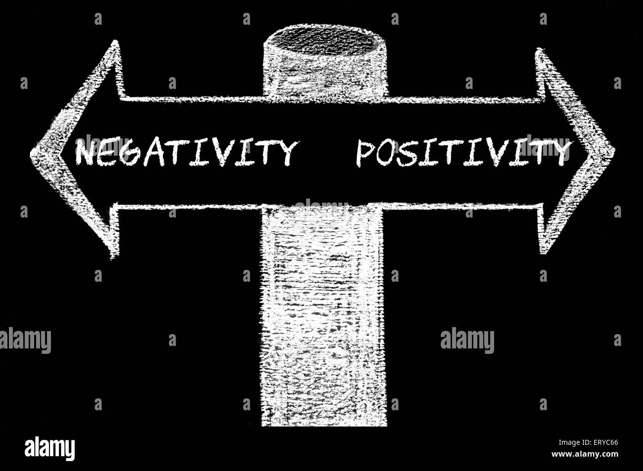 Opposite arrows with Negativity versus Positivity. Hand drawing with ...