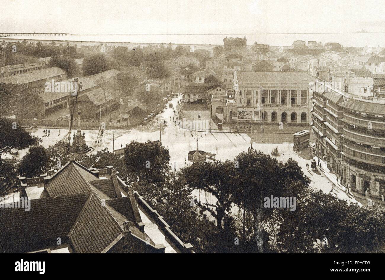 Old Vintage 1900s photo of Dhobi Talao Junction at Metro circle, Bombay now Mumbai , Maharashtra , India - aad 154644 Stock Photo