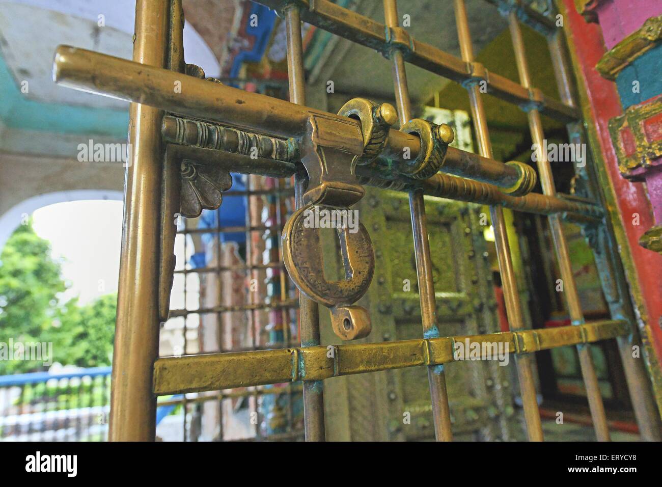 open brass metal door , Shree Swaminarayan Mandir temple ; Chhapia