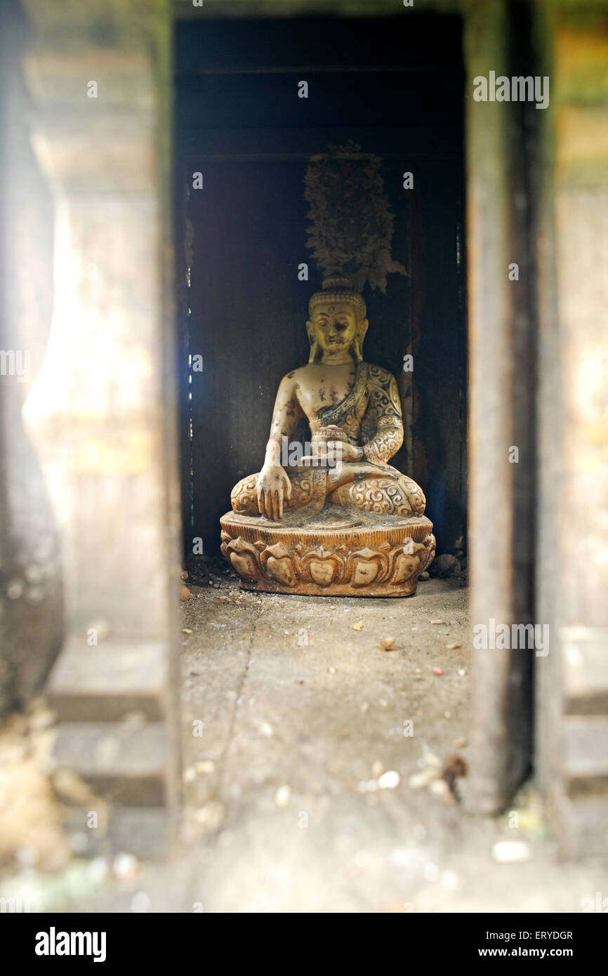 Statue ; UNESCO World Heritage Gautam Buddha's birthplace ; site monastery Suddhodana father lord Buddha ; Lumbini ; Nepal Stock Photo