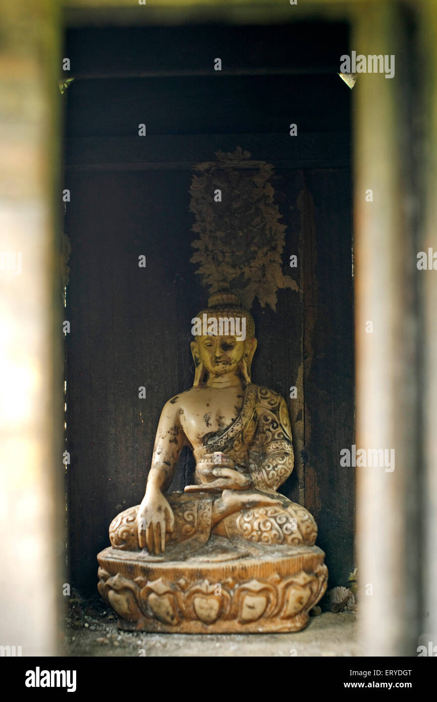 Statue ; UNESCO World Heritage Gautam Buddha's birthplace ; site monastery built Suddhodana father lord Buddha ; Lumbini ; Nepal Stock Photo