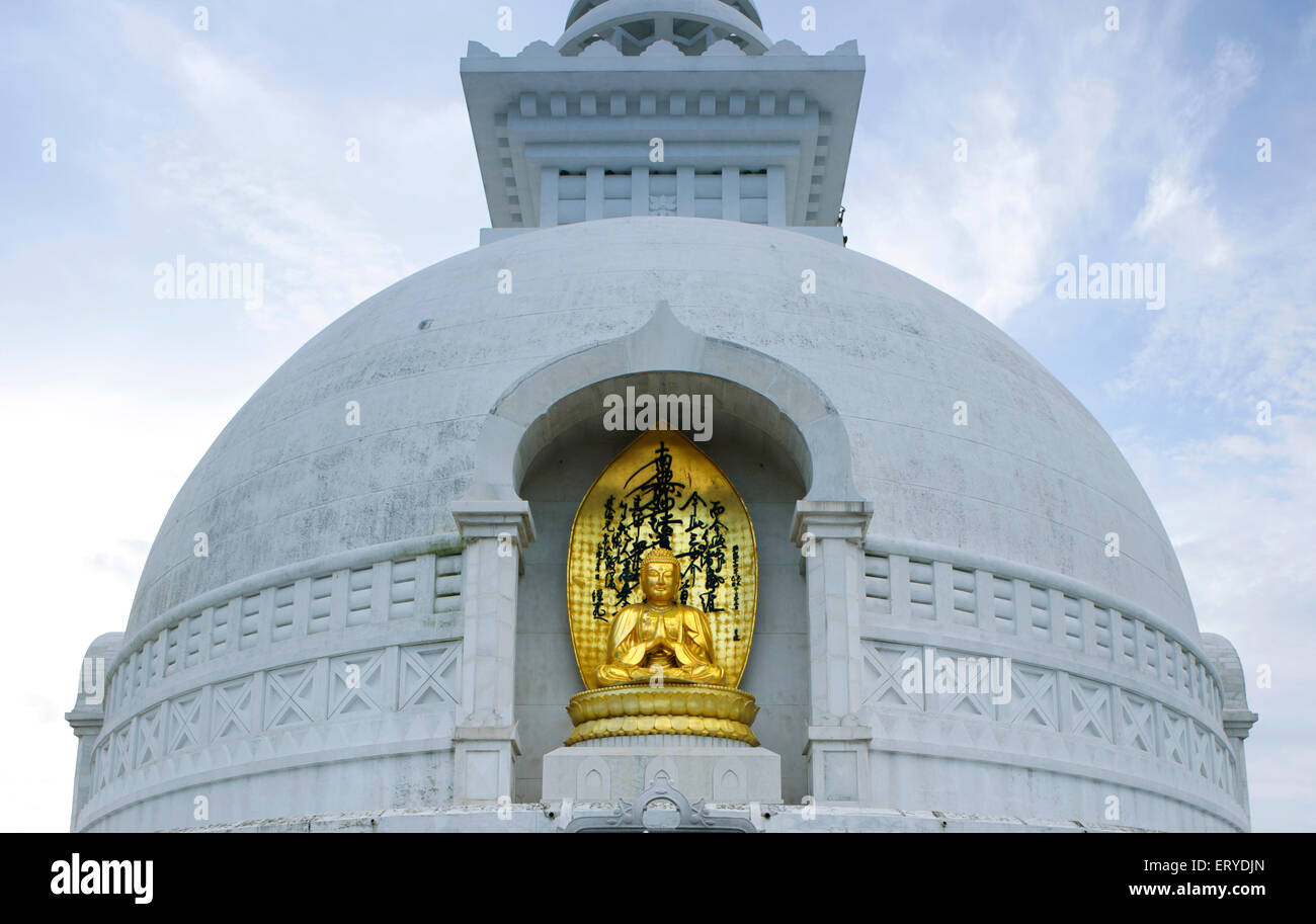 Golden statue of lord Gautam Buddha ; Buddhist site ; Vishwa Shanti