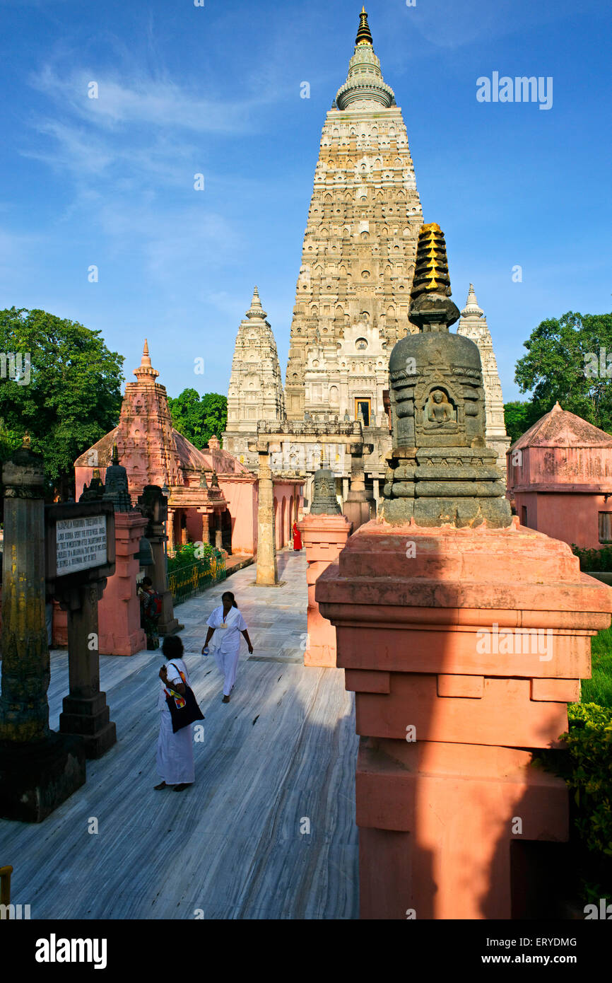 UNESCO World Heritage Mahabodhi temple ; Bodhgaya ; Bihar ; India Stock Photo