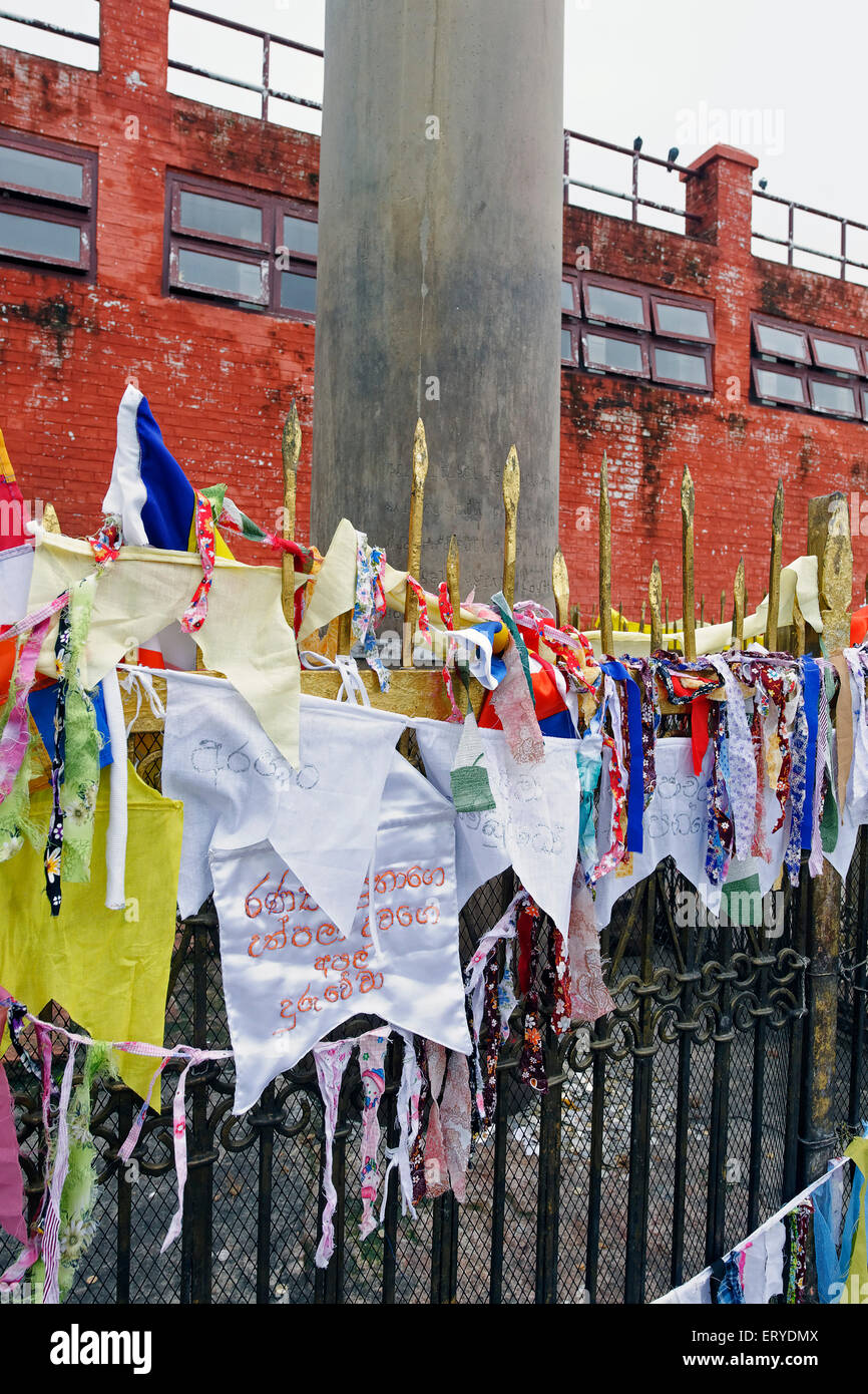 Buddhist prayer flags , Gautam Buddha birthplace , UNESCO World Heritage site , Lumbini ; Nepal , Asia Stock Photo