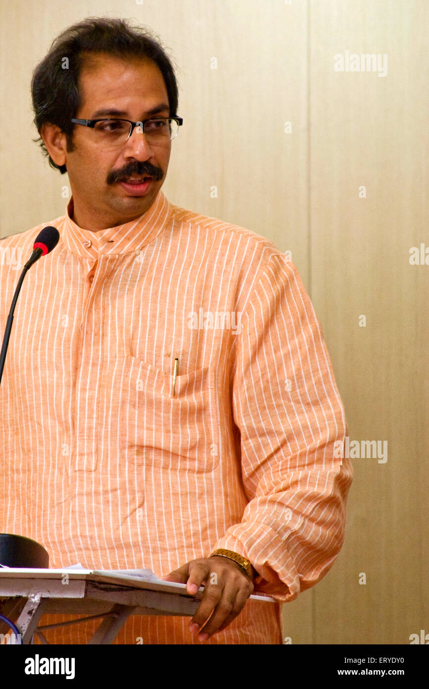 Uddhav Bal Thackeray , Indian Politician , Chief Minister of Maharashtra , President of Shiv Sena political party , Bombay , Mumbai , India , Asia Stock Photo