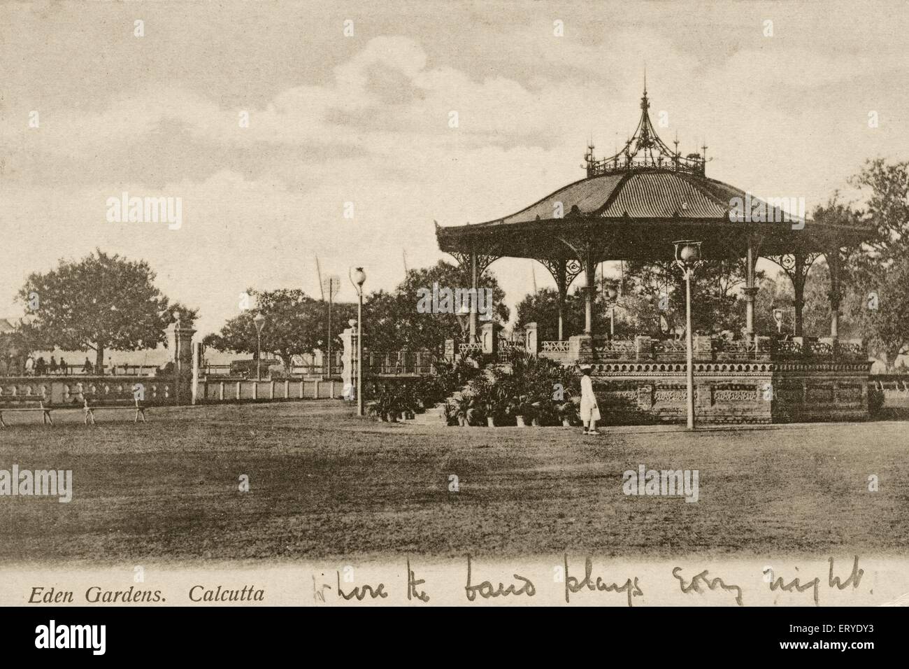 aad 159732 - Old vintage 1900s Eden Gardens Bandstand , Calcutta , Kolkata , West Bengal , India Stock Photo