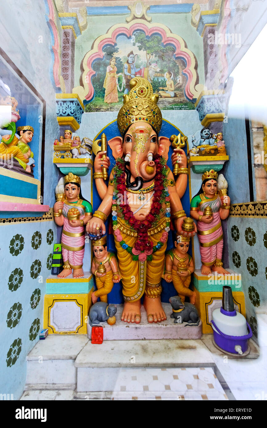 Statue of lord Ganesh elephant headed god ; Swaminarayan temple ; BAPS ; Gondal ; Rajkot district ; Saurashtra Stock Photo