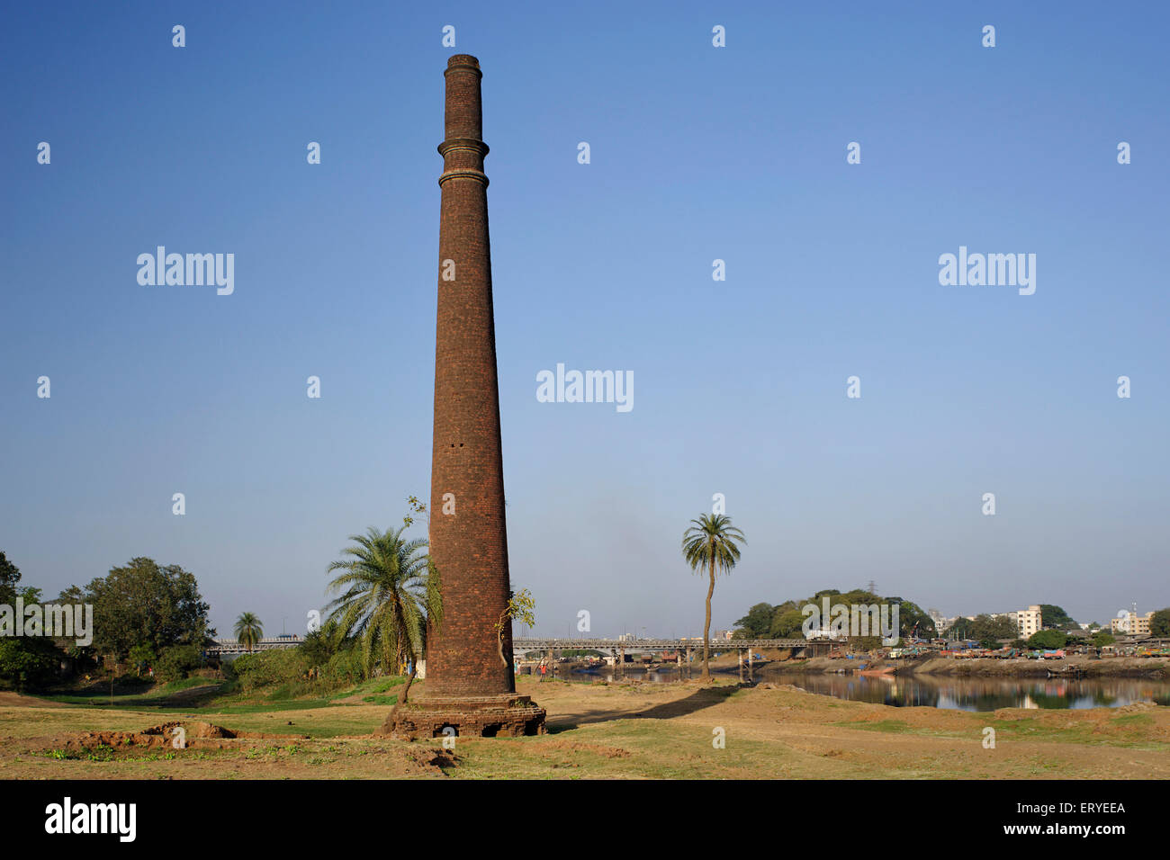 chimney stack in brick kiln ; taluka Bhiwandi ; district Thana ; Maharashtra ; India , asia Stock Photo