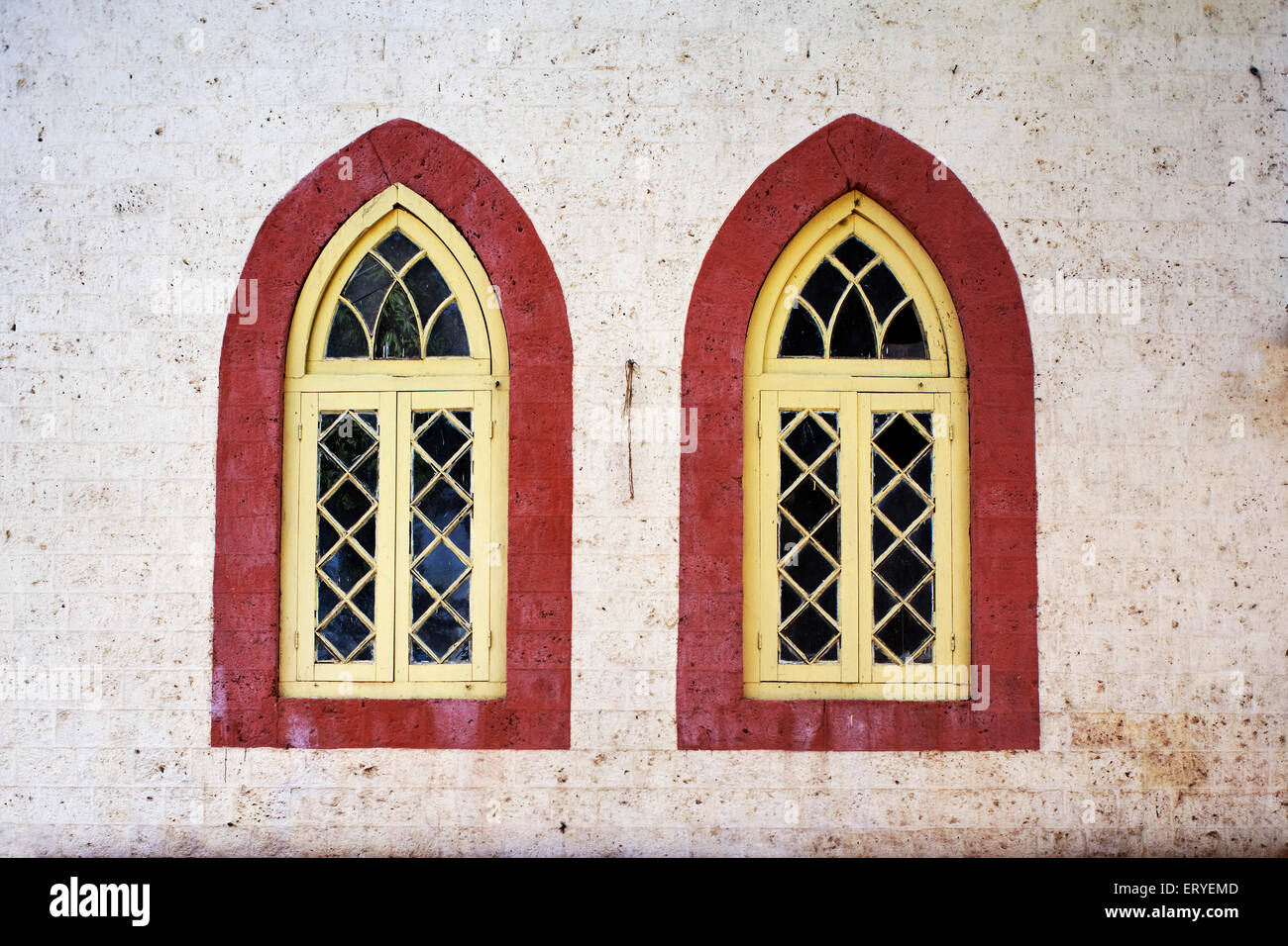 Petit Library windows , Mahableshwar , Mahabaleshwar ; Maharashtra ; India , Asia Stock Photo