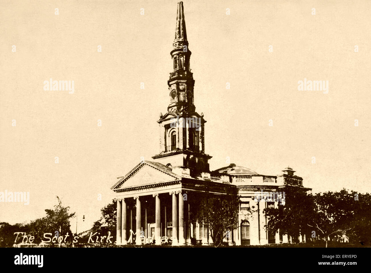 aad 163903 - Old vintage 1900s Scots Kirk Church of Scotland St Andrews Church Egmore Madras Chennai Tamil Nadu India Stock Photo