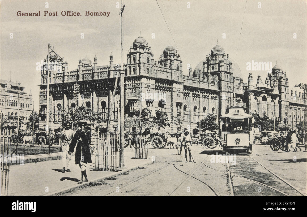 General Post Office ; Bombay ; Mumbai ; Maharashtra ; India ; Asia ; old vintage 1900s picture Stock Photo