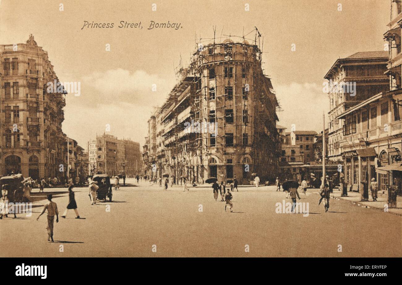 Old vintage 1900s Princess Street , Bombay , Mumbai , Maharashtra Stock