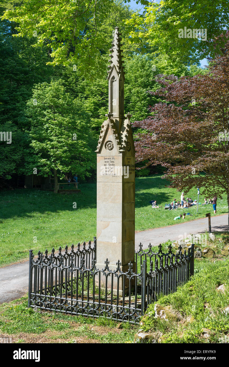 Luther monument, obelisk, place of the fake arrest of Luther in 1521, built in 1857, sandstone, near Bad Liebstein, Thuringia Stock Photo