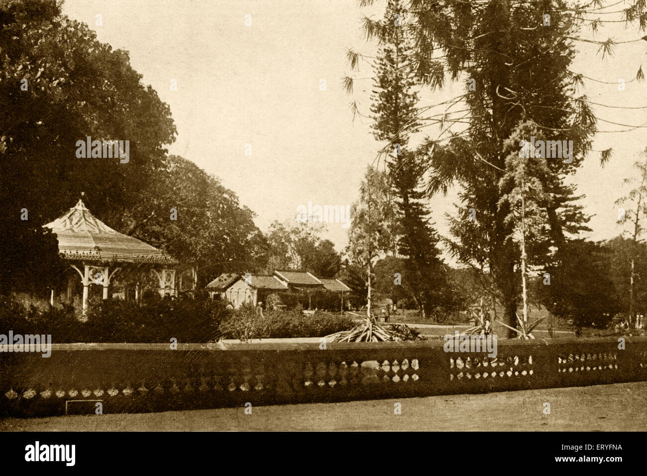 old vintage antique 1900s picture of Band Stand , Lalbagh Botanical Garden ; Bangalore ; Bengaluru , Karnataka ; India , Asia Stock Photo