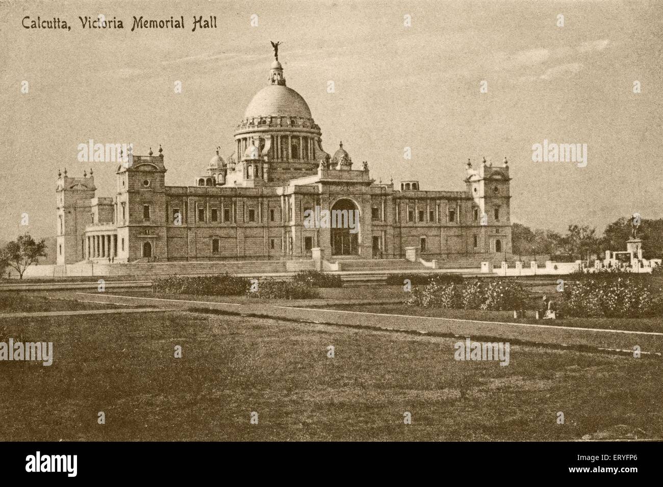 Old vintage 1900s Victoria Memorial Calcutta Kolkata West Bengal India Stock Photo