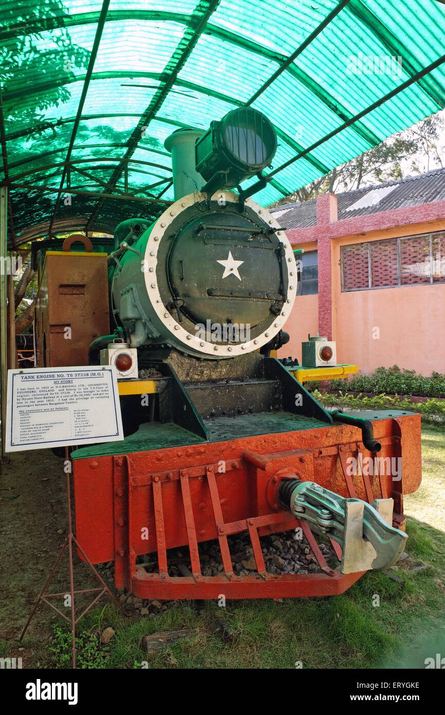 Steam engine in railway museum , Mysore , Mysuru , Karnataka , India , Asia Stock Photo