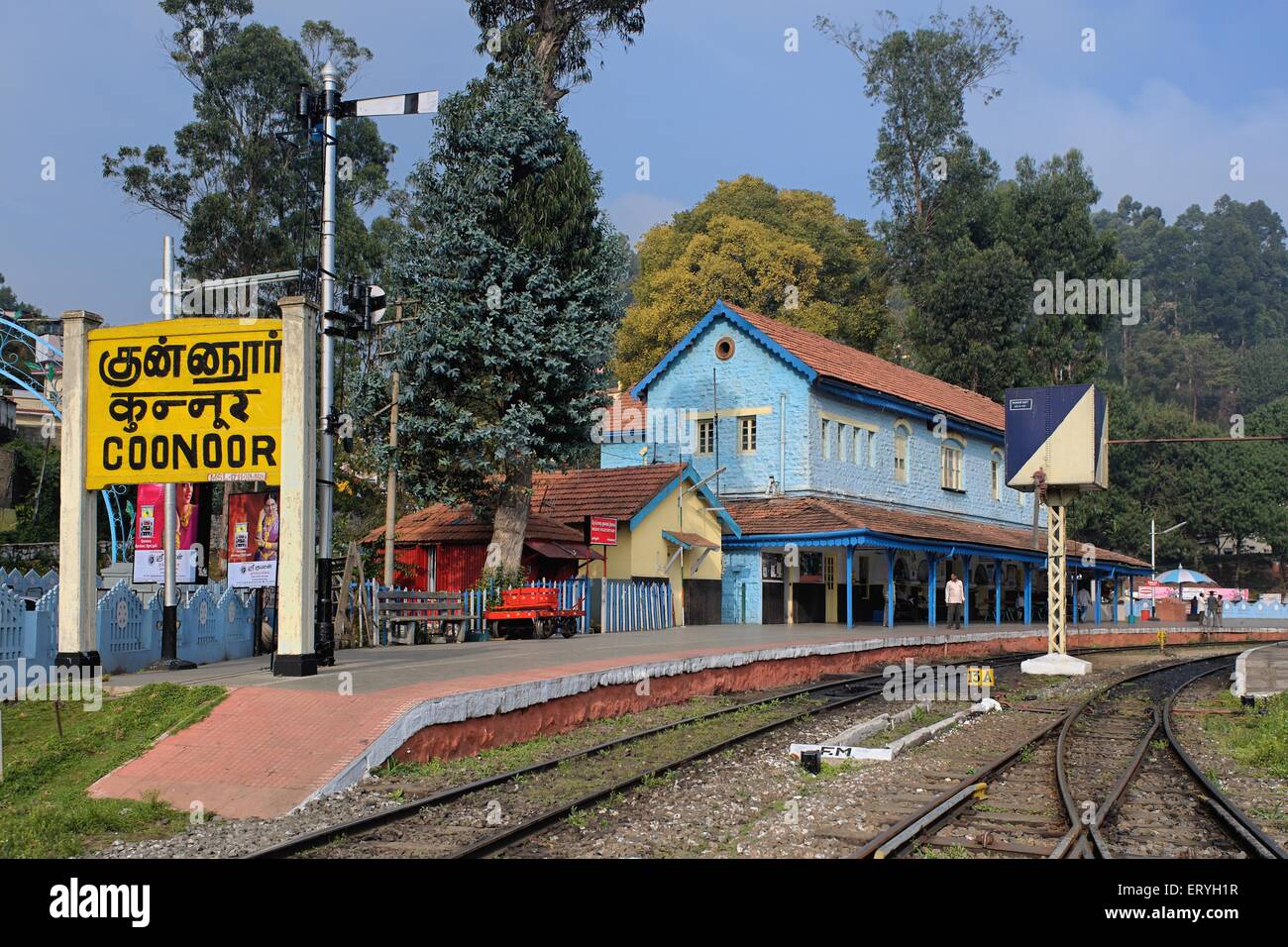 Coonoor railway station , Ooty , Udagamandalam , Nilgiris , Tamil Nadu , India , Asia Stock Photo