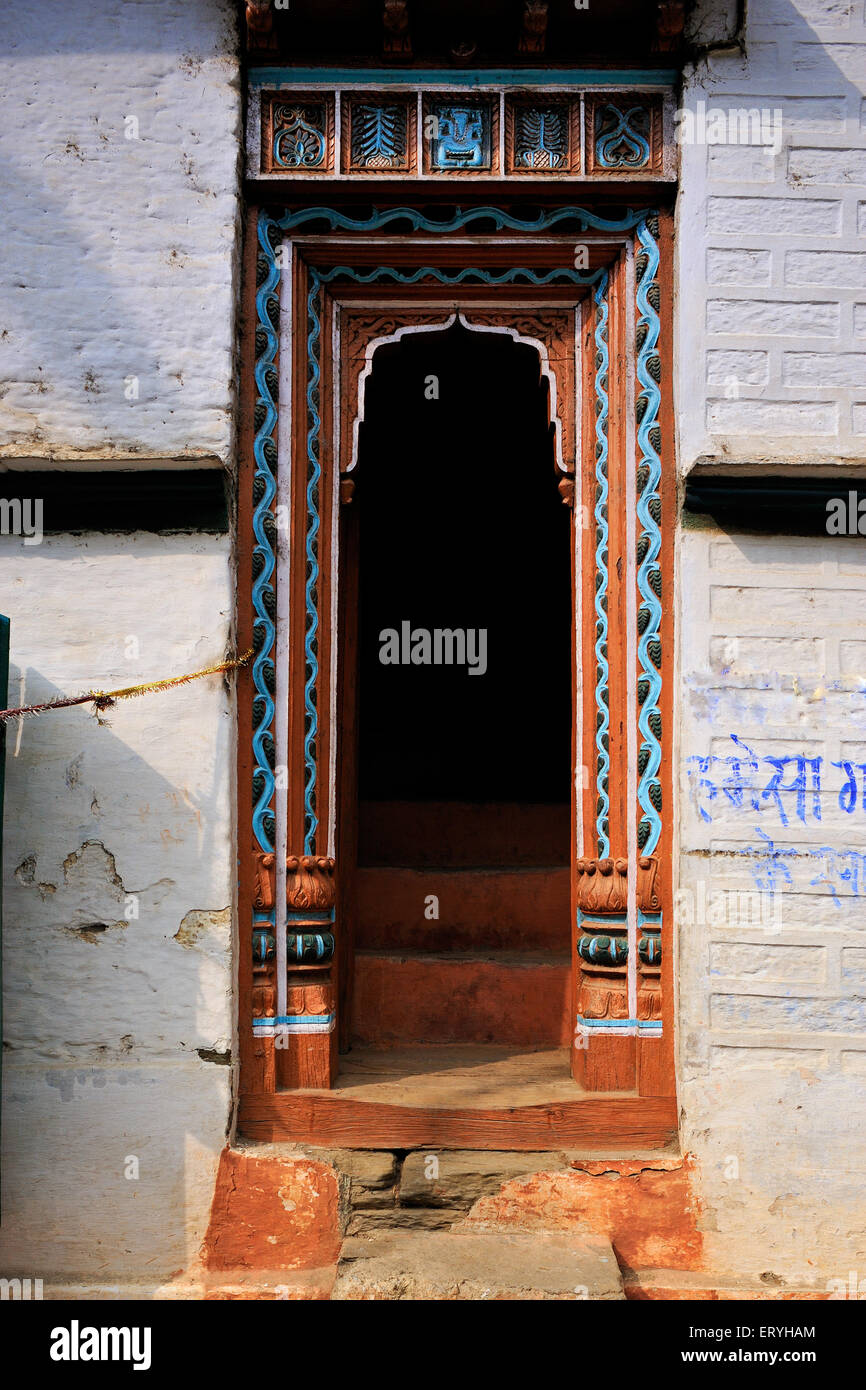 House entrance gate , Jageshwar , Almora , Uttaranchal , Uttarakhand , India , Asia Stock Photo