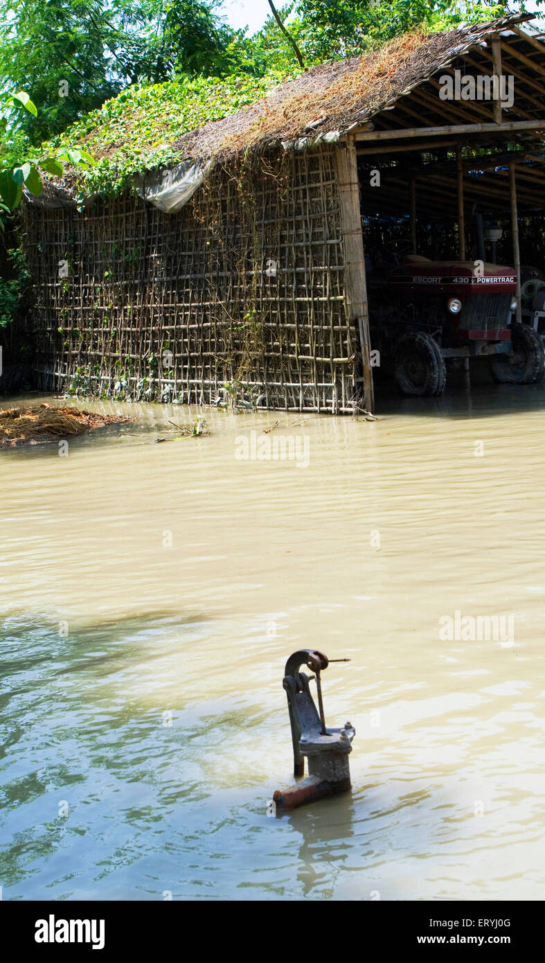 Hand pump submerged , Kosi river flood , Koshi , Purnea , Purnia district , Bihar , India , Asia Stock Photo