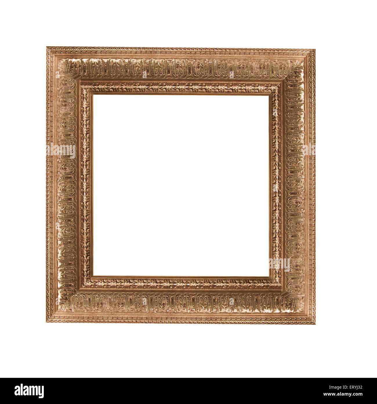 old antique brown frame over white background Stock Photo