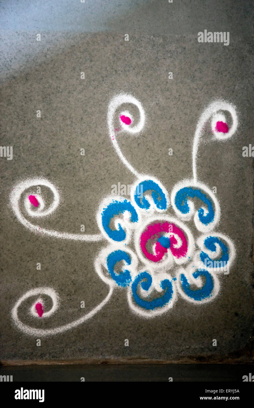 colourful rangoli design India Asia Stock Photo