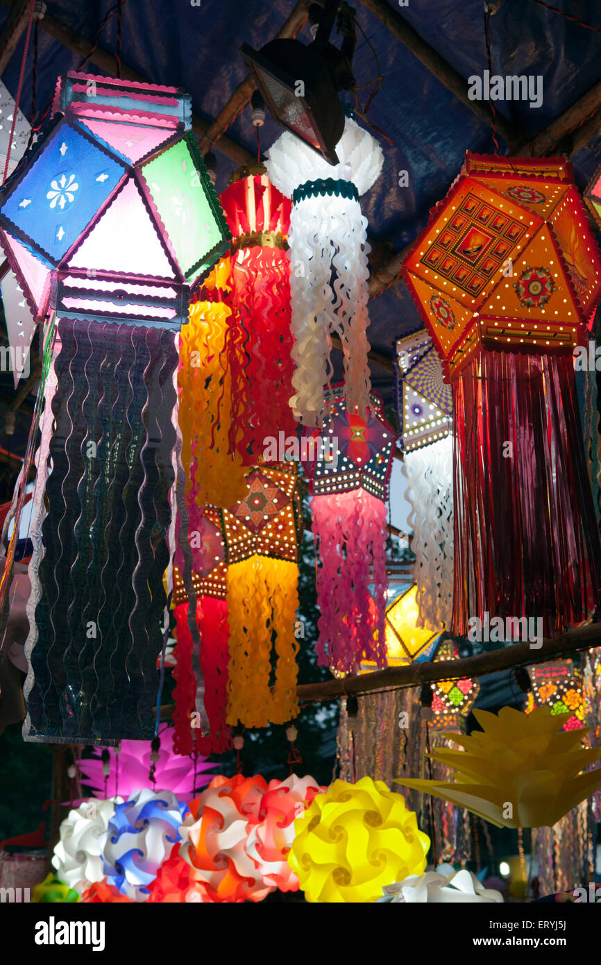 colourful diwali lanterns vendor stall Mumbai Maharashtra India Asia Stock Photo