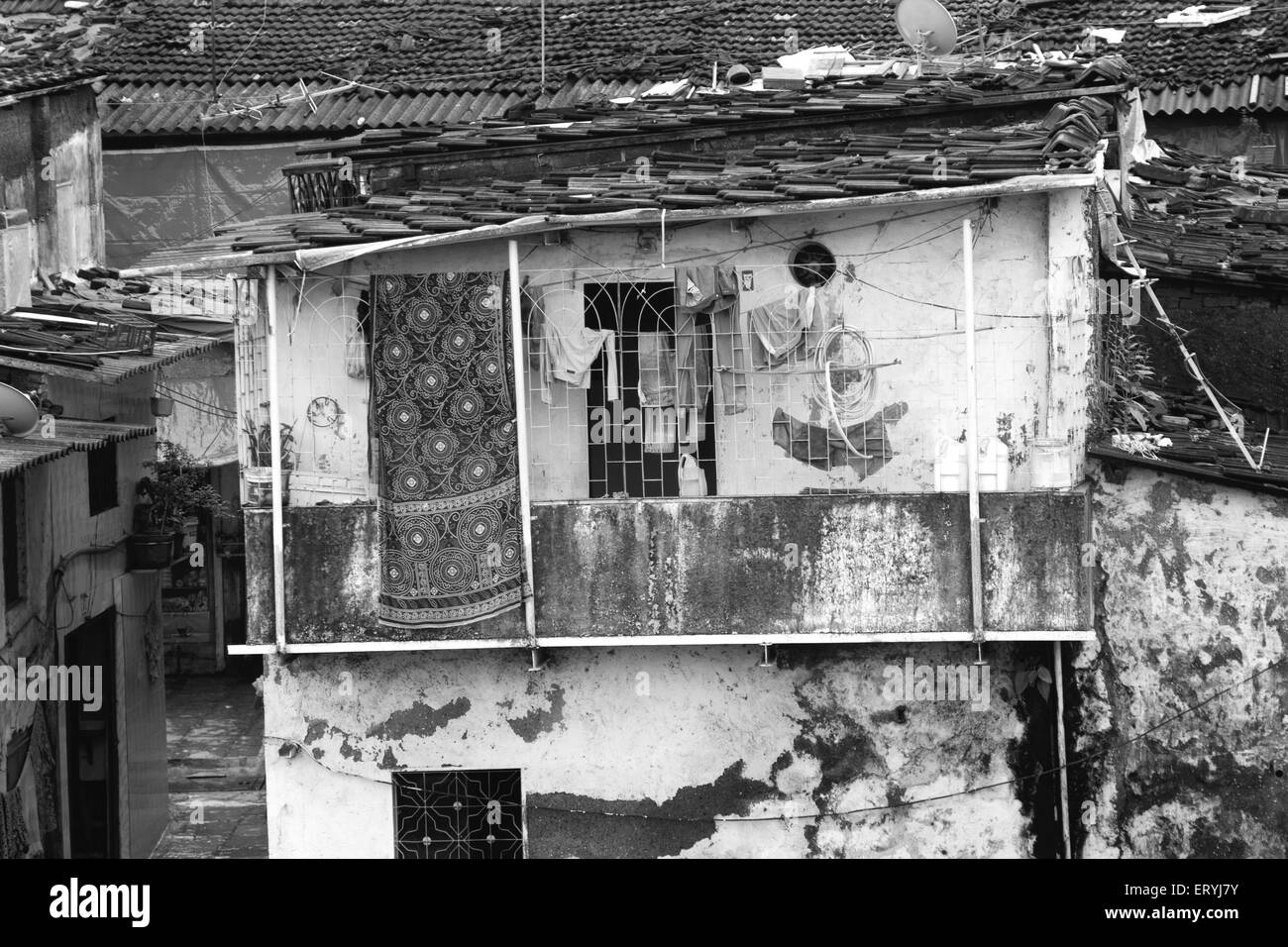 Slum house ; Goregaon ; Bombay , Mumbai ; Maharashtra ; India , asia Stock Photo