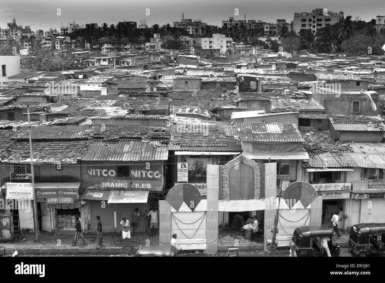 Slum ; Goregaon ; Bombay Mumbai ; Maharashtra ; India Stock Photo