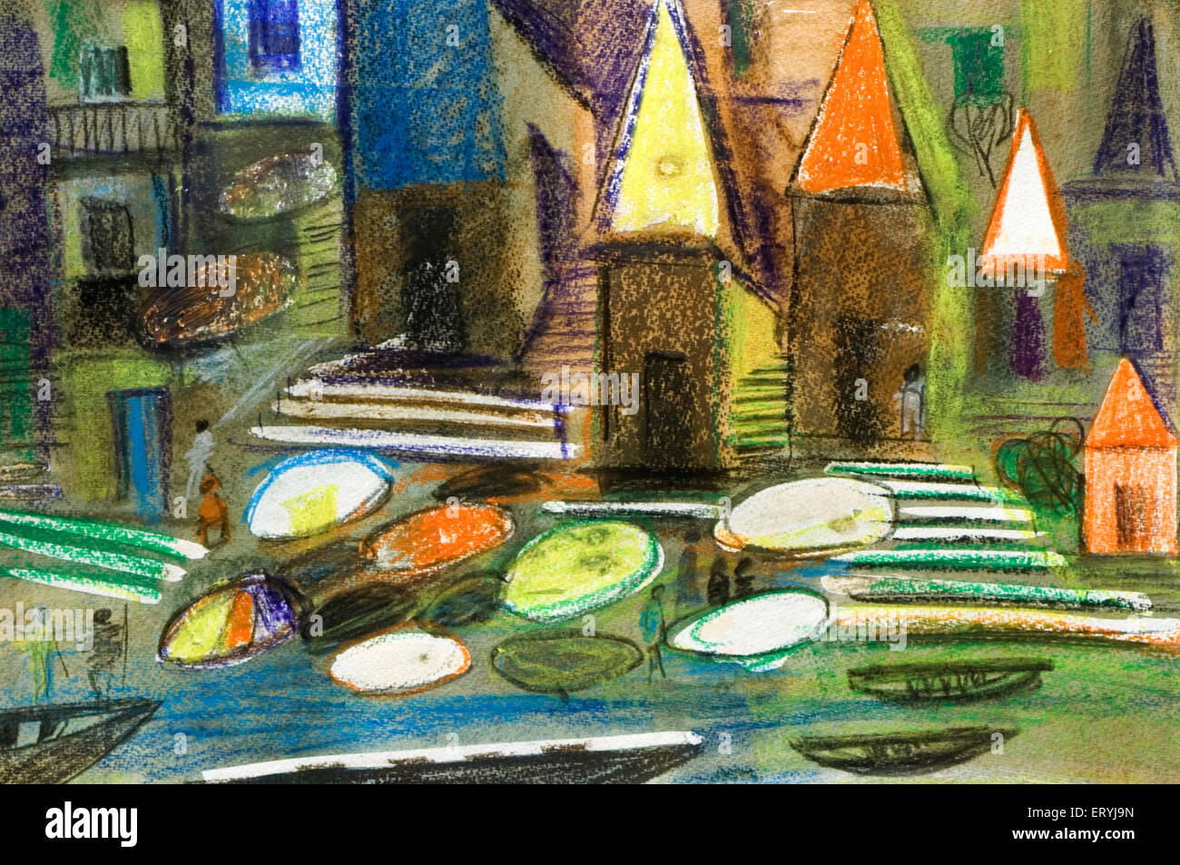 Varanasi ghat painting , Uttar Pradesh , India Stock Photo Alamy