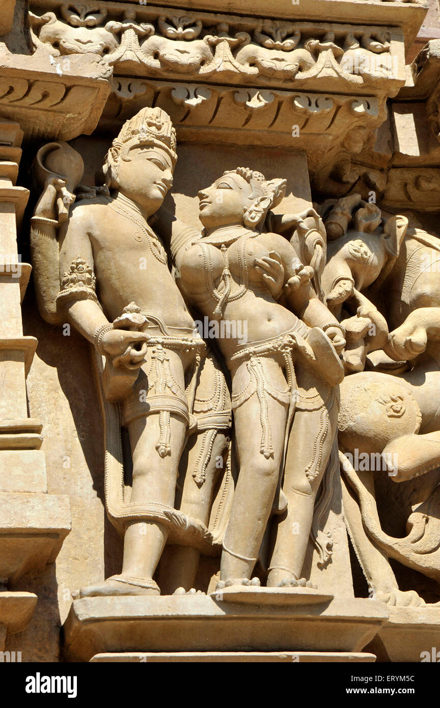 Lord shiva and parvati parsvanath temple Khajuraho Madhya Pradesh India Asia Stock Photo