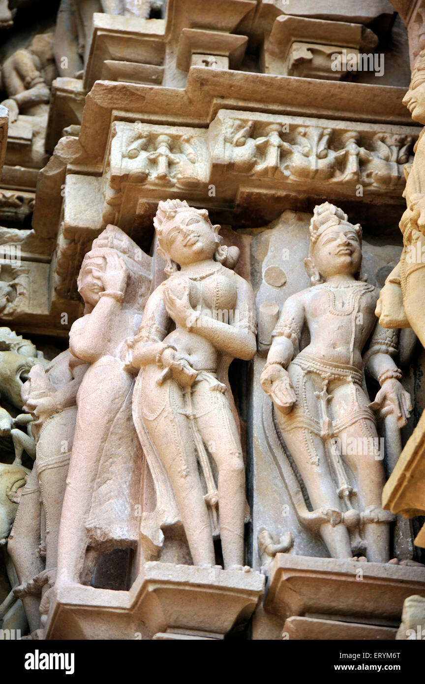 Classic sculpture on Vamana temple Khajuraho   Madhya Pradesh India Asia Stock Photo