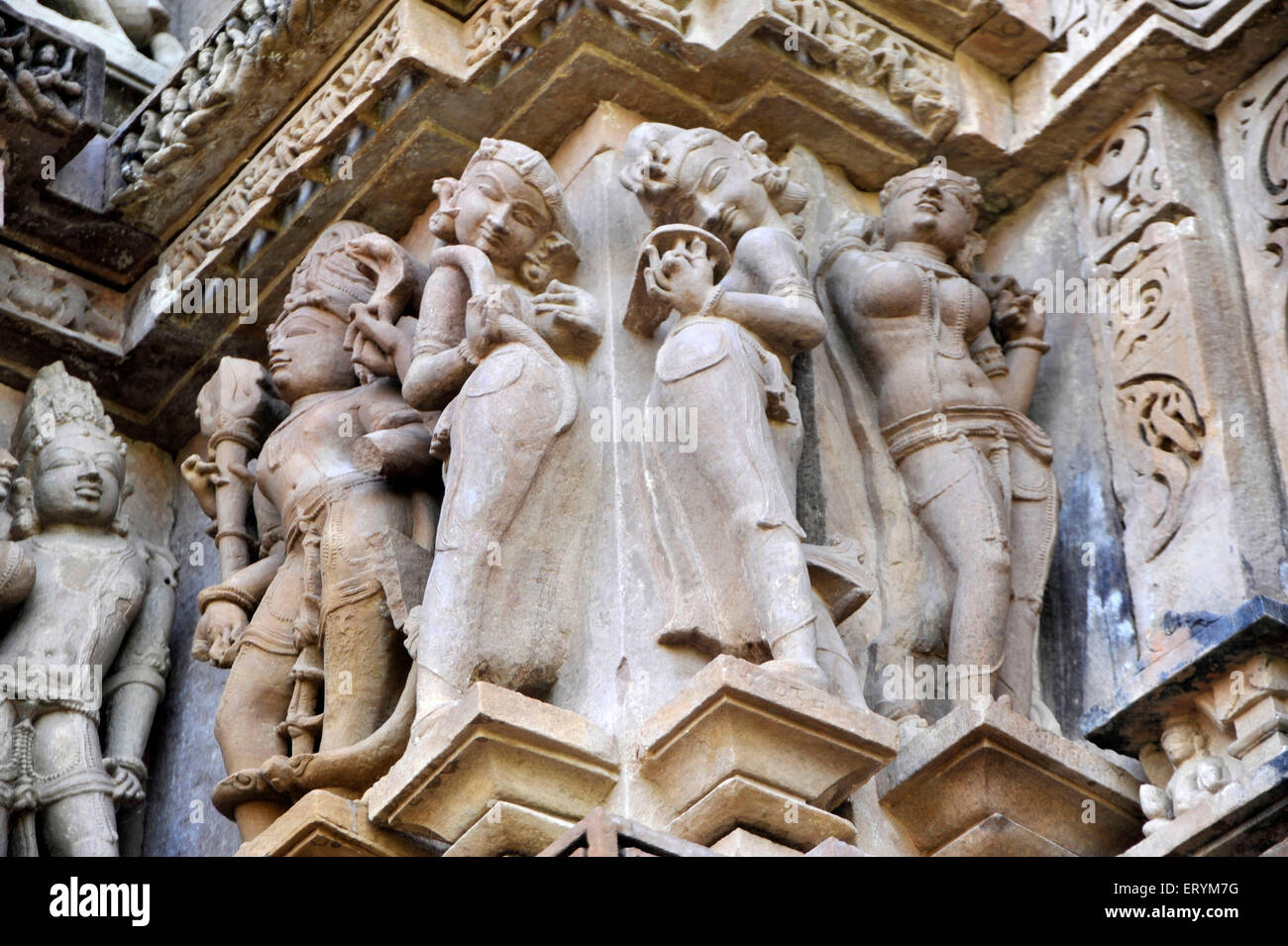 Sculptures on Visvanatha temple Khajuraho Madhya Pradesh India Asia Stock Photo