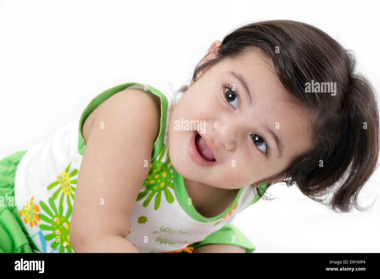 Fifteen month old baby girl leaning MR#743S Stock Photo