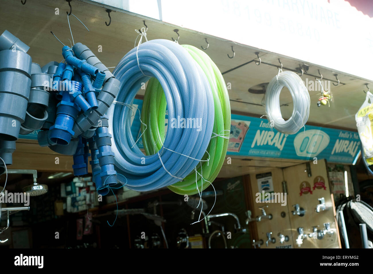 Plastic pipe hardware shop Mumbai Maharashtra India Asia Stock Photo