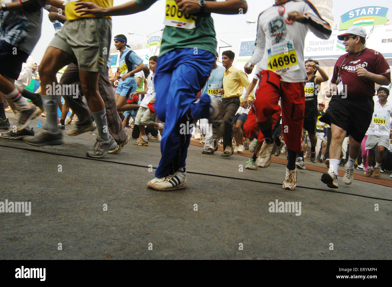 People running in international marathon 2005 in ; Bombay ; Mumbai ; Maharashtra ; India NOMR Stock Photo