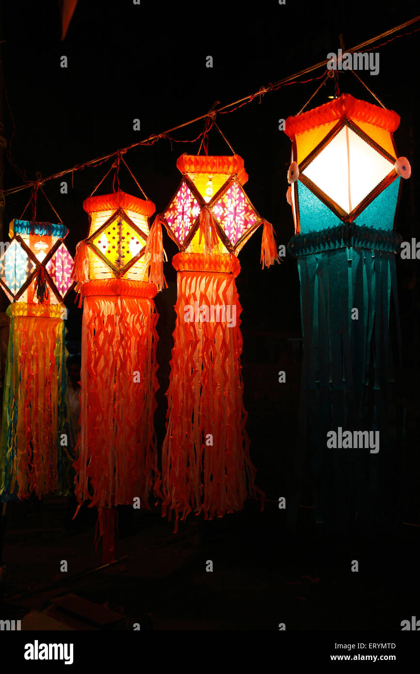 Diwali festival , Deepavali festivals , Dipawali , Divali , Akash Kandil , Aakash Kandeel , paper lanterns , India , Asia Stock Photo