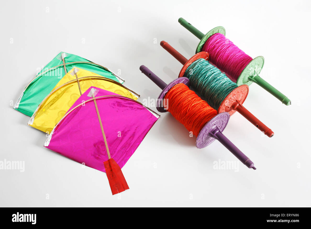 Paper kites and thread manja firki on makar sankranti festival India