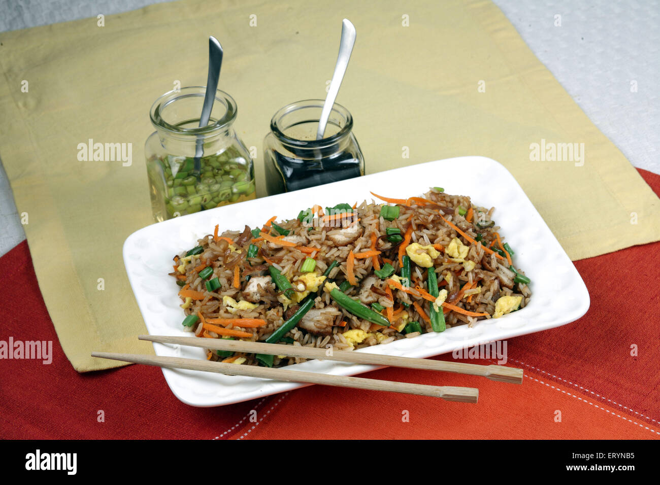 Chicken Fried rice in plate India PR#743AH Stock Photo