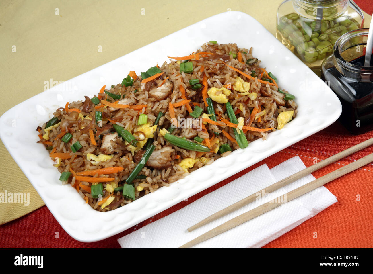 Chicken Fried rice in plate India PR#743AH Stock Photo