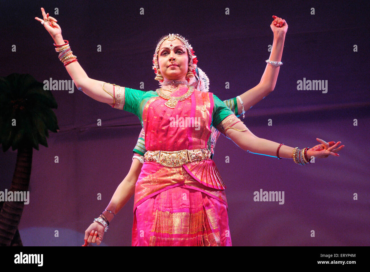 Bollywood Indian actress Hema Malini and daughter Ahana Deol performed together in piece titled Parampara Stock Photo