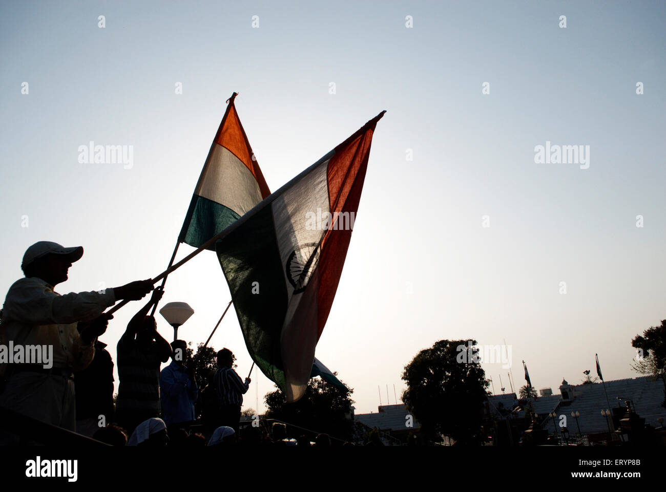 Wagah Attari border ceremony , lowering of the flags ceremony , Wahga , Wagha , Wahgah , Punjab , India , Asia Stock Photo