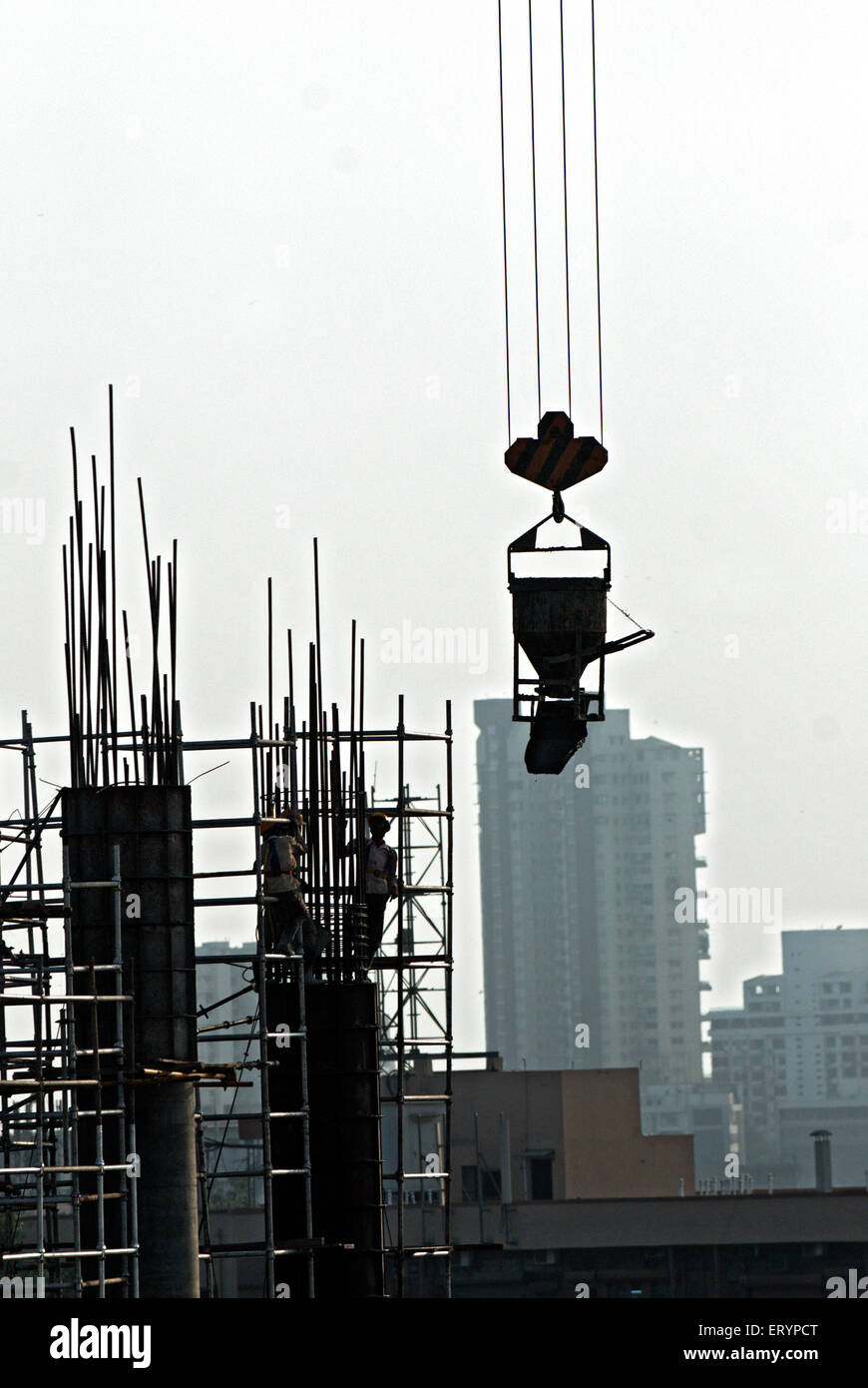 High rise construction site in Bombay Mumbai  ; Maharashtra  ; India 5 May 2009 Stock Photo