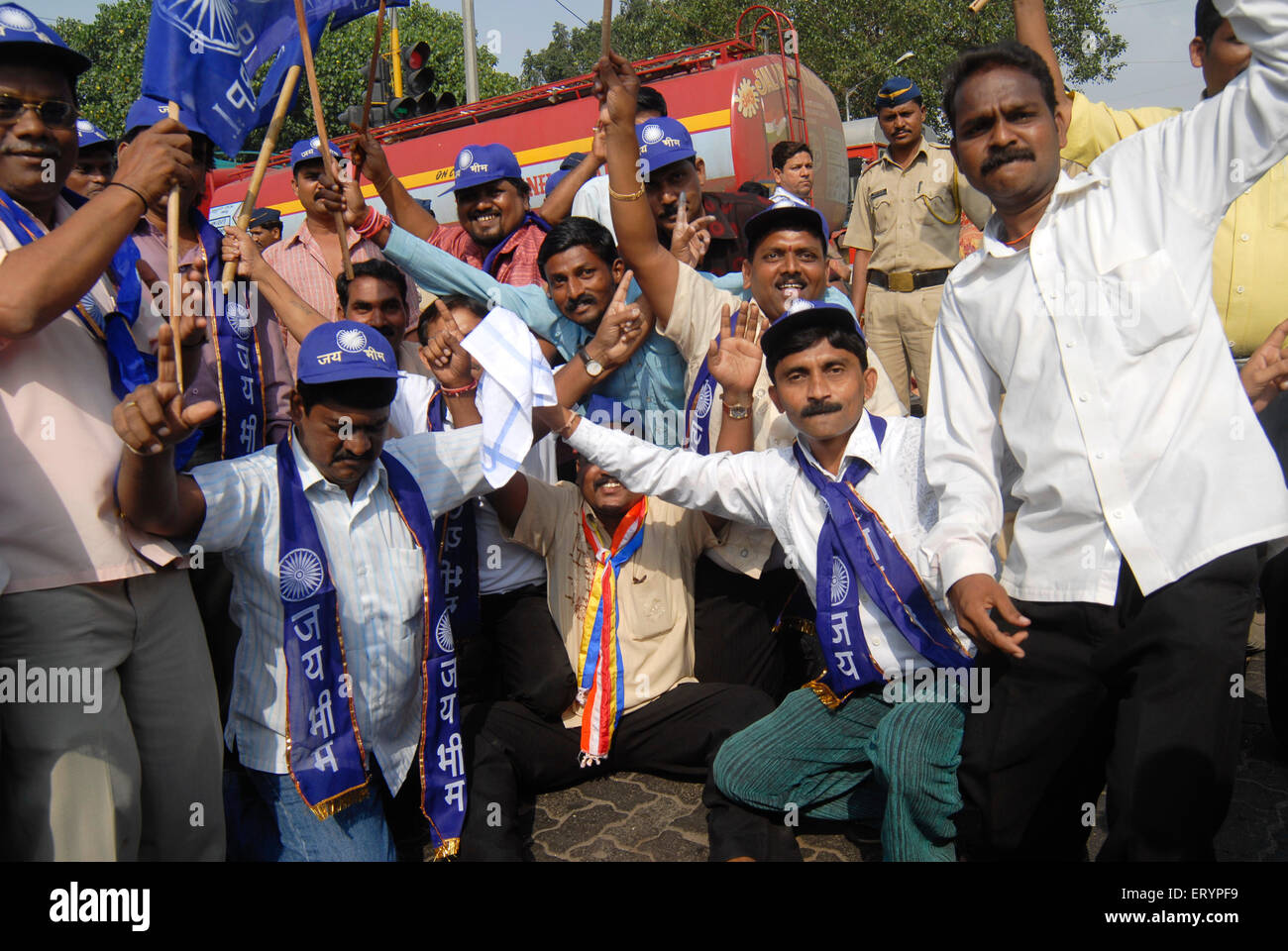 Dalit community celebrating verdict in massacre of Dalit family Bombay Mumbai Maharashtra India Stock Photo