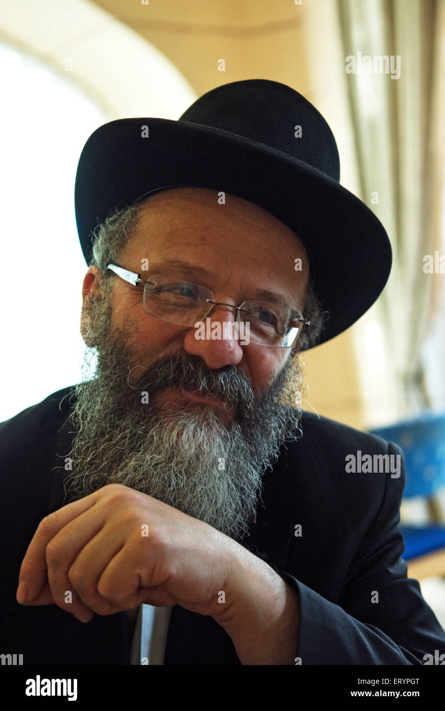 Rabbi Nachman Holtzberg , parent of Rabbi Gabriel who was killed in the 26/11 Mumbai terror attacks , Nariman House , Bombay , Mumbai , India , Asia Stock Photo