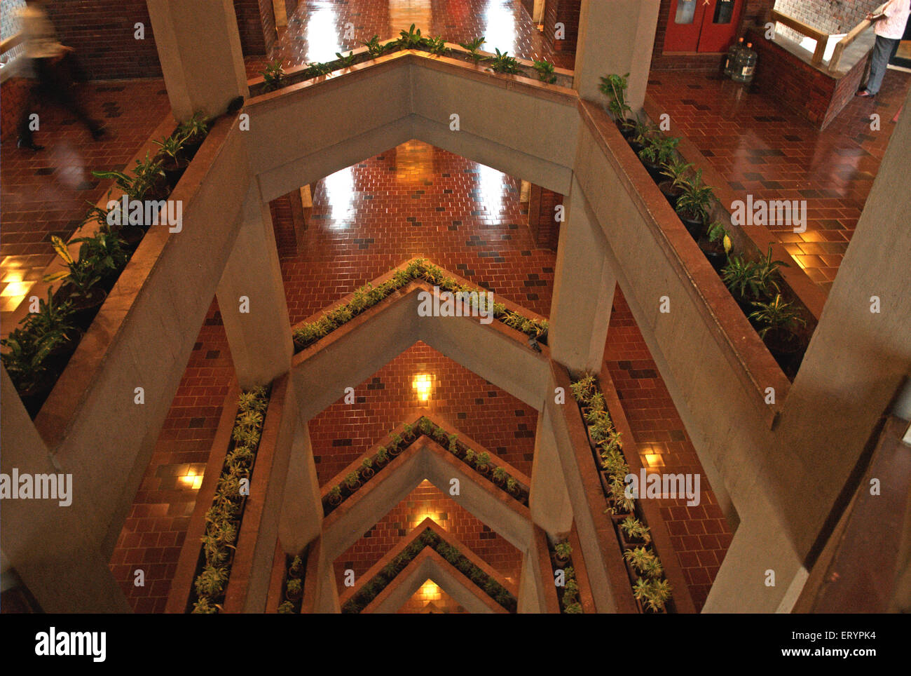 Atrium , Mahindra Towers , Mahindra and Mahindra headquarter , Worli , Bombay , Mumbai ; Maharashtra ; India , asia Stock Photo