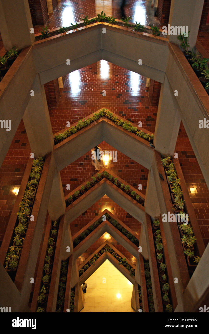 Atrium , Mahindra Towers , Mahindra and Mahindra headquarter , Worli , Bombay , Mumbai ; Maharashtra ; India , asia Stock Photo